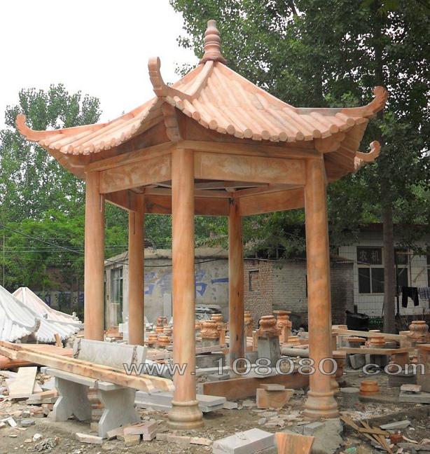 晚霞紅大理石亭子